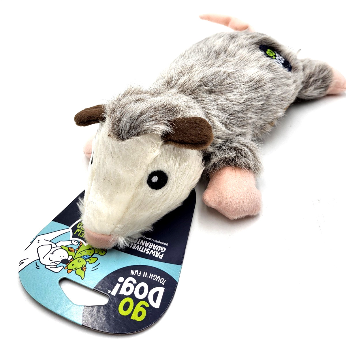 GoDog Flatz Flattie Opossum Large Squeaky Toss & Shake Dog Toy 12"