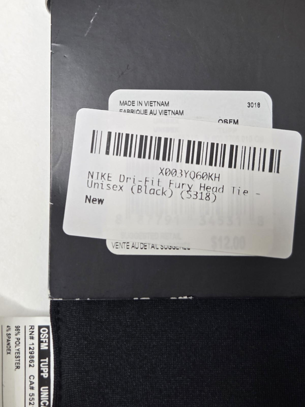 Nike Dri-Fit Fury Headband Black Authentic One Size New