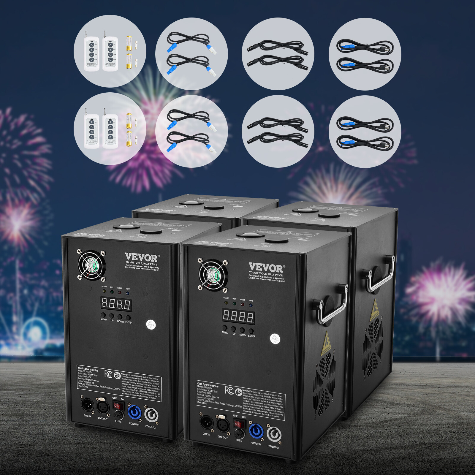 VEVOR 1/2/4X Cold Spark Machine Stage Effect DMX Firework DJ Event Party Wedding