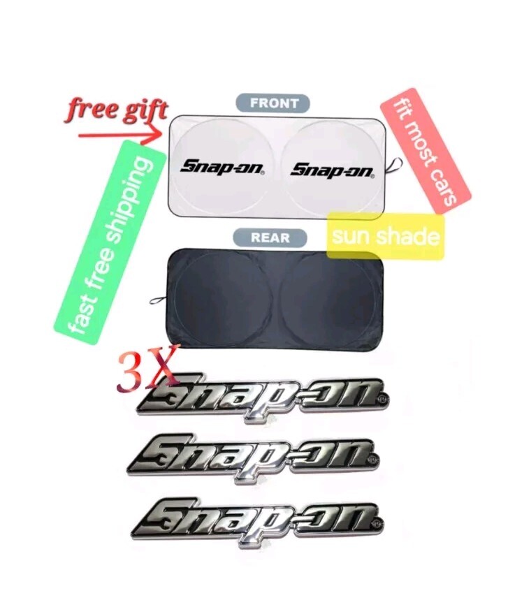 3PACK SNAP ON TOOL BOX LOGO EMBLEM Chrome Plastic Badge Decal 8" INCH NEW + GIFT