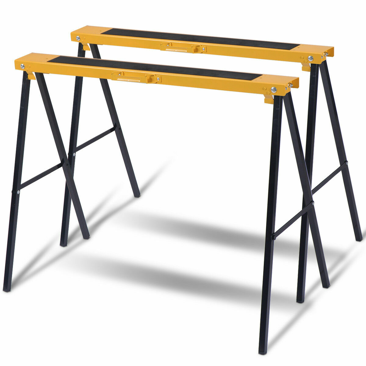 IRONMAX 2 Pack Heavy Duty Saw Horse Steel Folding Legs Sawhorse 275 lbs Capacity