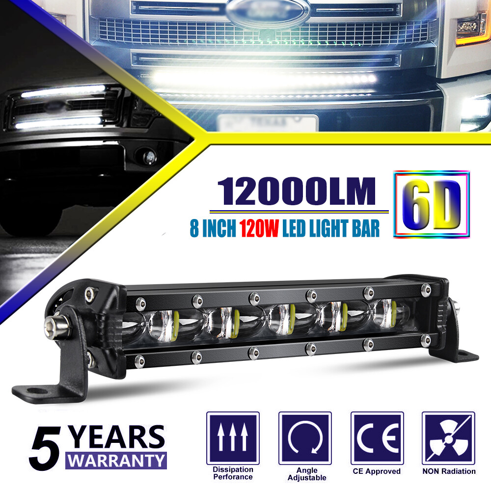 8 INCH SLIMEST LED Light Bar Spot Beam Fog Snow Lamp for Truck 4WD UTV SUV ATV