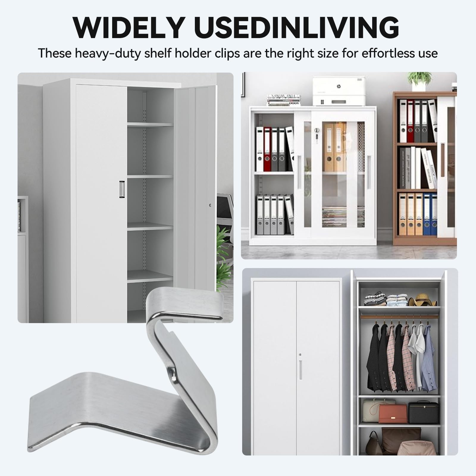 Metal Cabinet S-Clips 16 PCS Compatible with Sandusky and Other Cabinets