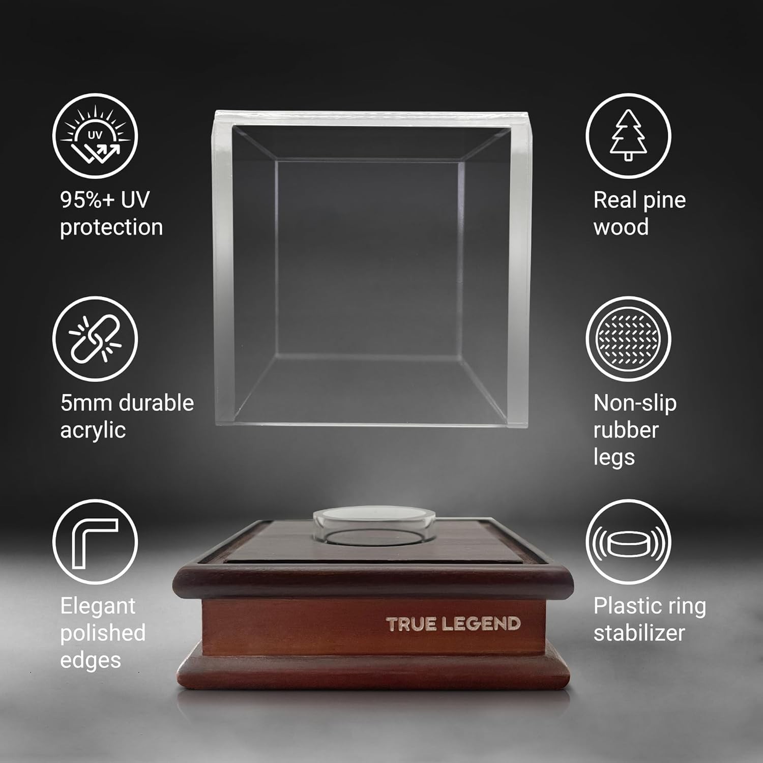 True Legend Baseball Display Case, 95%+ UV Protection, Premium Baseball Holder