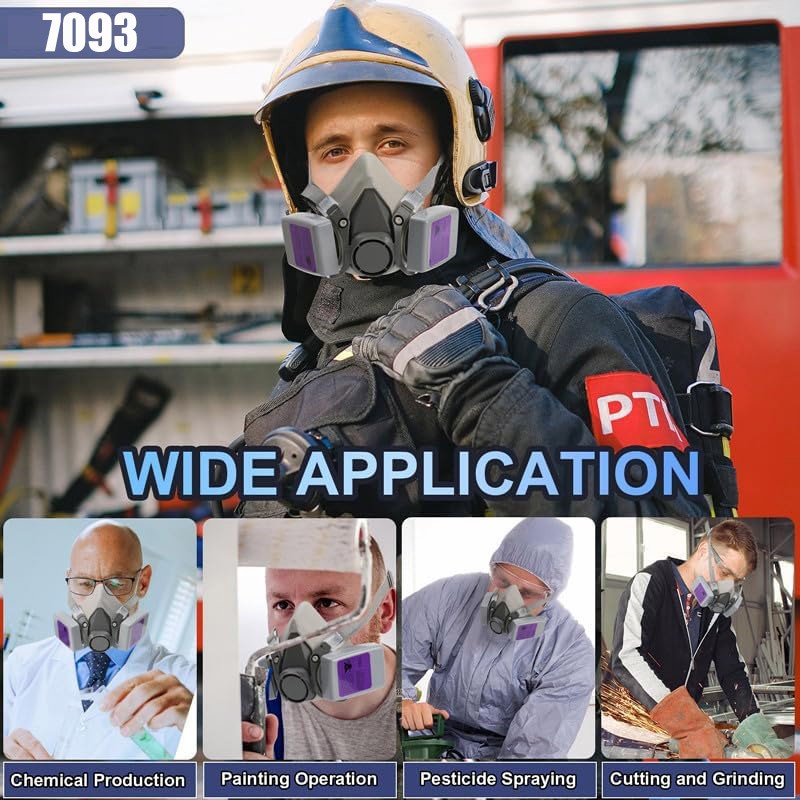 6200 Half Face Gas Respirator Mask with 7093 Filters for Chemicals Spray Paint