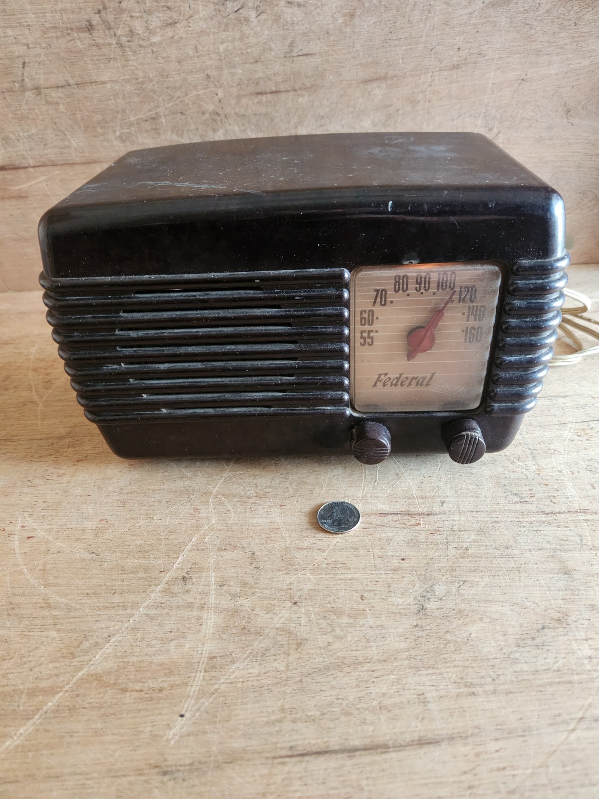 Federal Telephone + Radio Co. 1040TB 1947 Tube Radio Not Working Parts Brown Vtg