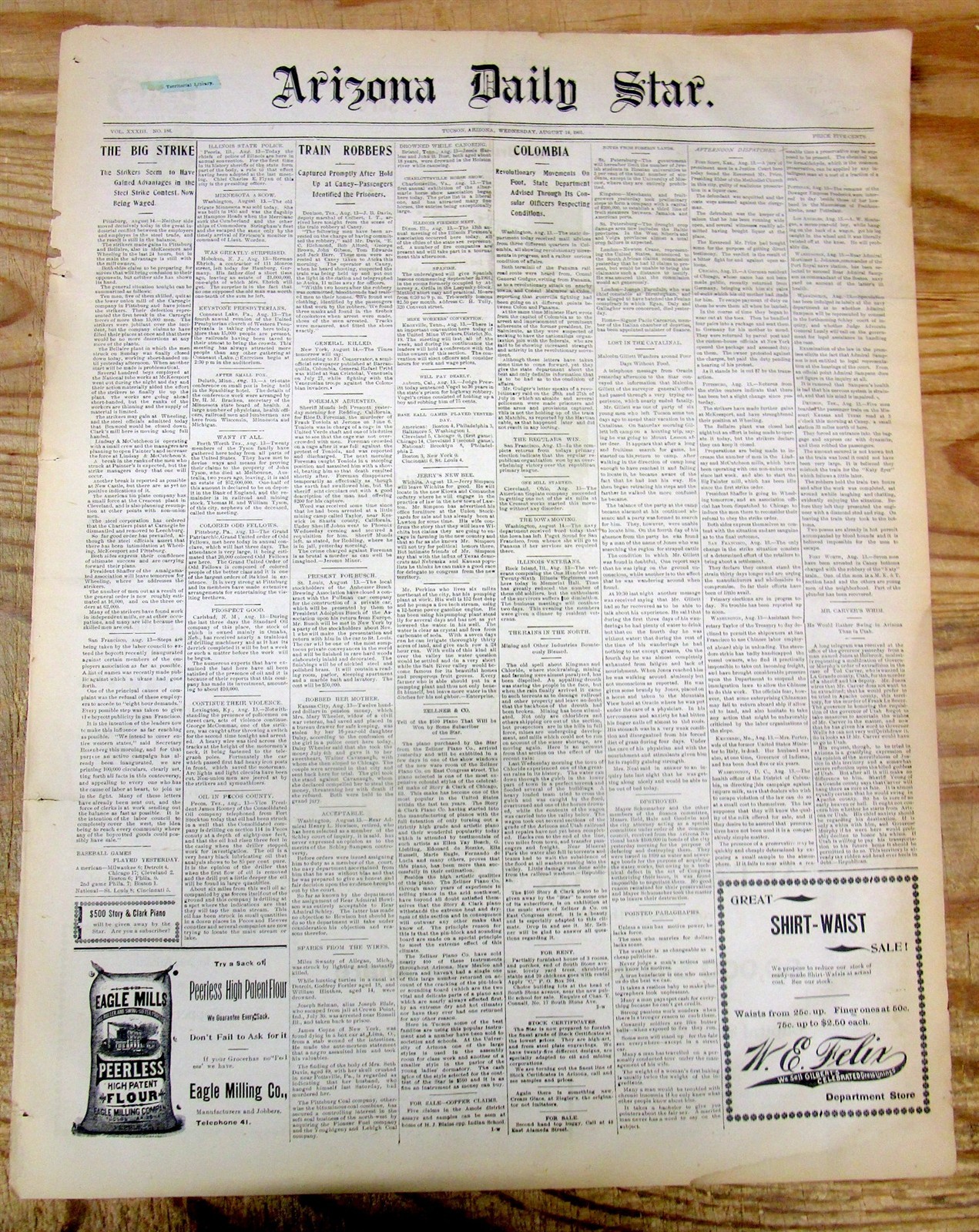 Lot of 5 1901 TUCSON Arizona Territory newspapers WILD WEST frontier 125 yrs old