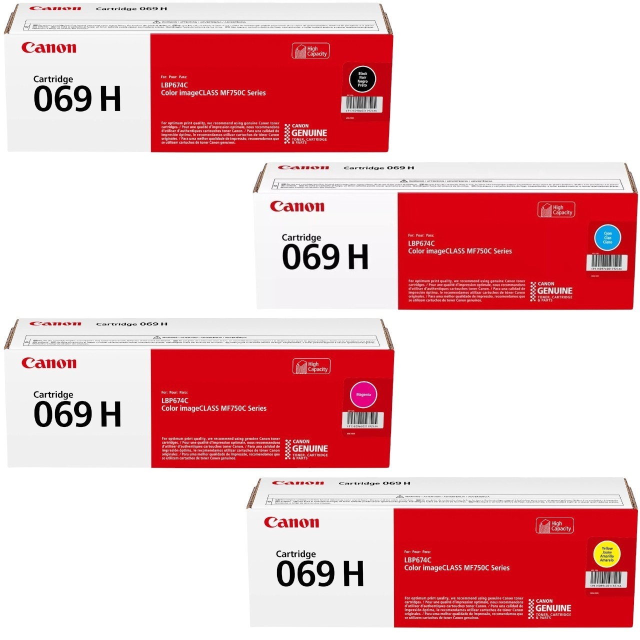 Canon 069H Toner Cartridge Set Black,Cyan,Magenta,Yellow,