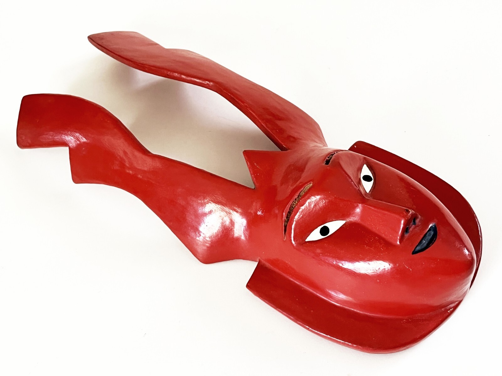 VICTORIANO SALGADO MEXICAN MICHOACAN URUAPAN WOOD MAQUE LACQUER RED COCUCHA MASK