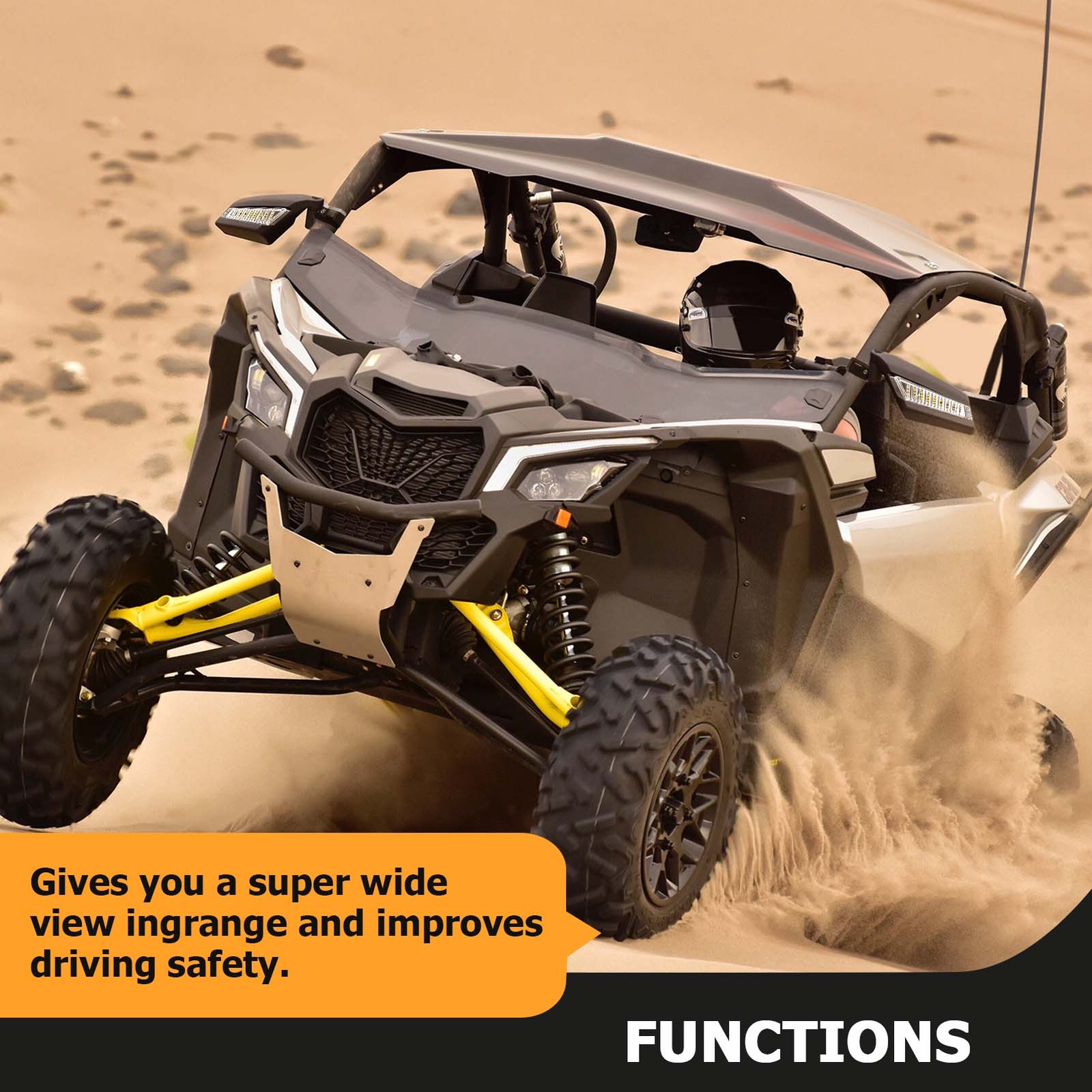 2020-2024 UTV Rear-View Side Mirrors W/LED Lights For Polaris RZR PRO R PRO XP