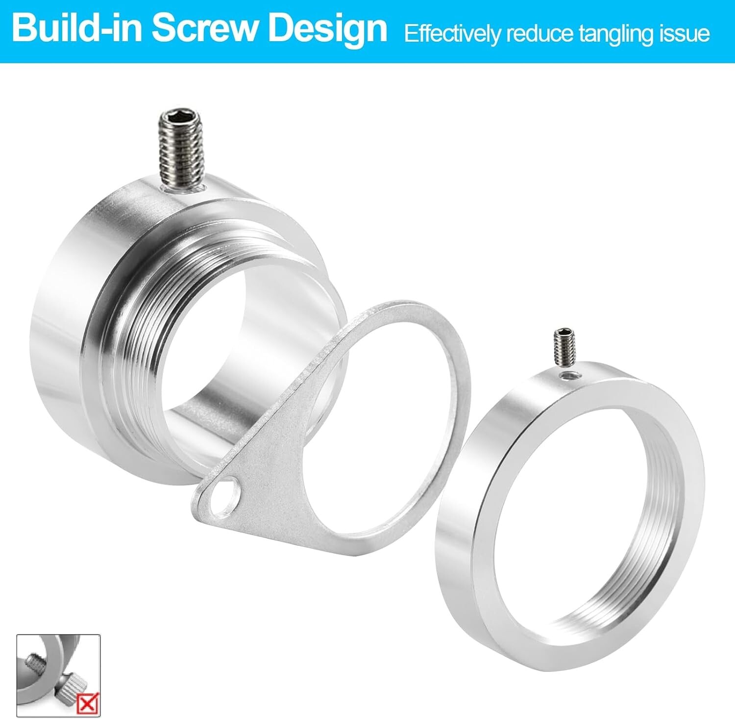 Pack of 2 Aluminum Alloy Flag Pole Rings 360 Degree Rotating Flag Mounting 1"