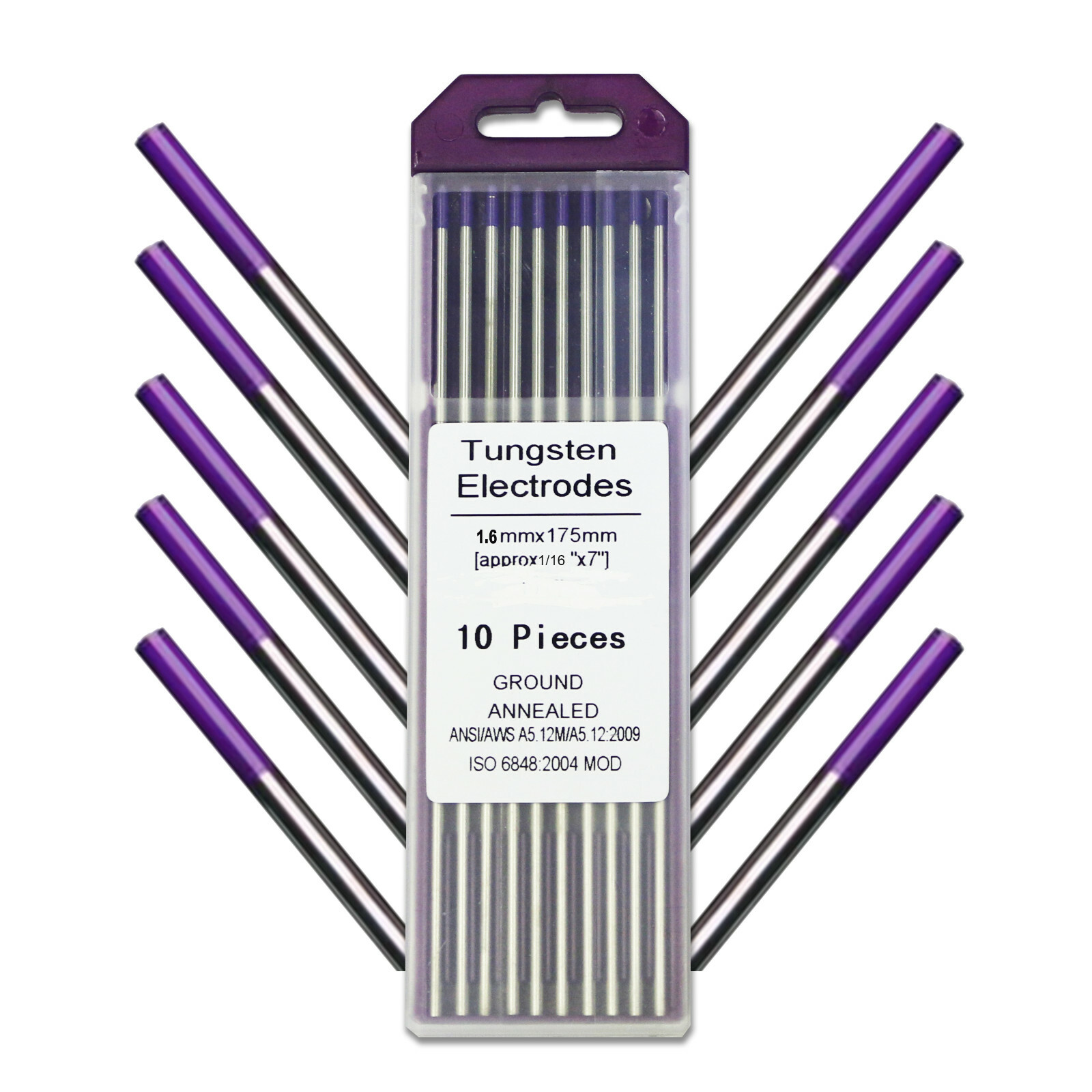 WeldingCity 10-pk TIG Welding Tungsten Tri-Element Non-Radioactive Purple 1/16x7