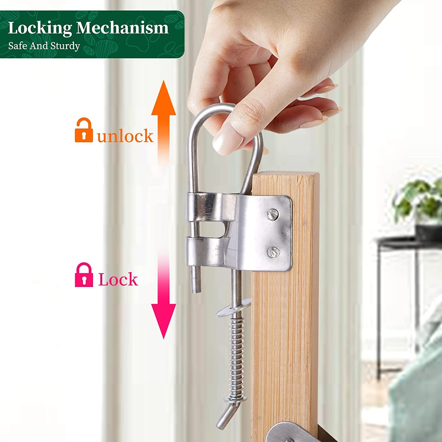 Expandable Accordion Dog Gate Wooden Pet Dog Fence Safety Protection Doorways