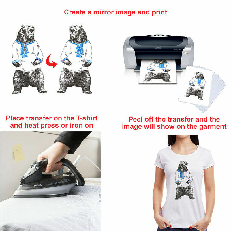 20 Sheets A-SUB Printable Inkjet Light T-shirt Transfer Paper 8.5x11 Iron On