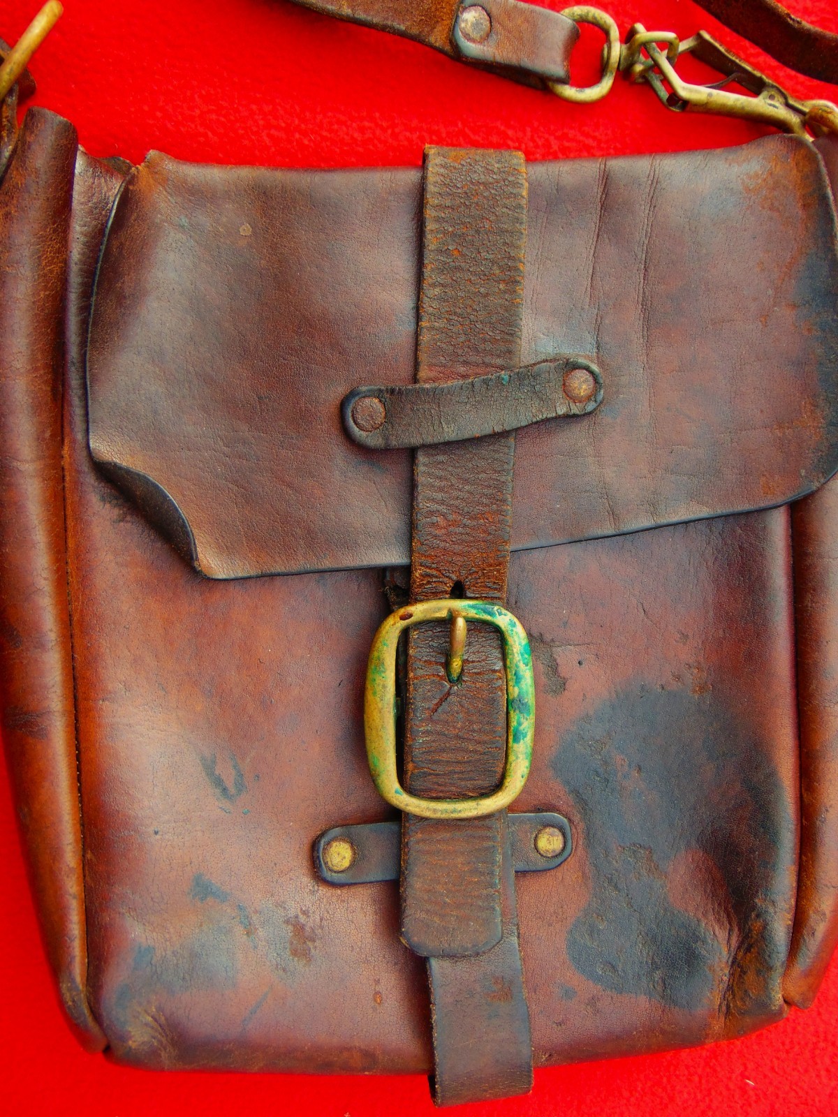 RARE ORIGINAL LATE 1800's LEATHER WESTERN COURIER BAG~SADDLE BAG TYPE ~ 11" HIGH