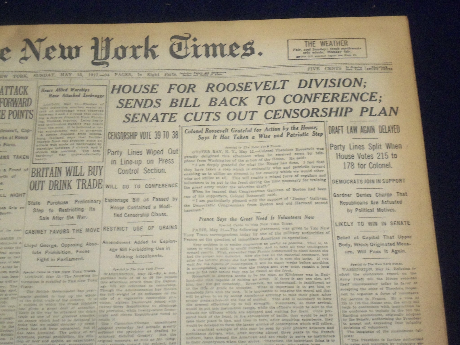 1917 MAY 13 NEW YORK TIMES - HOUSE FOR ROOSEVELT DIVISION - NT 9142