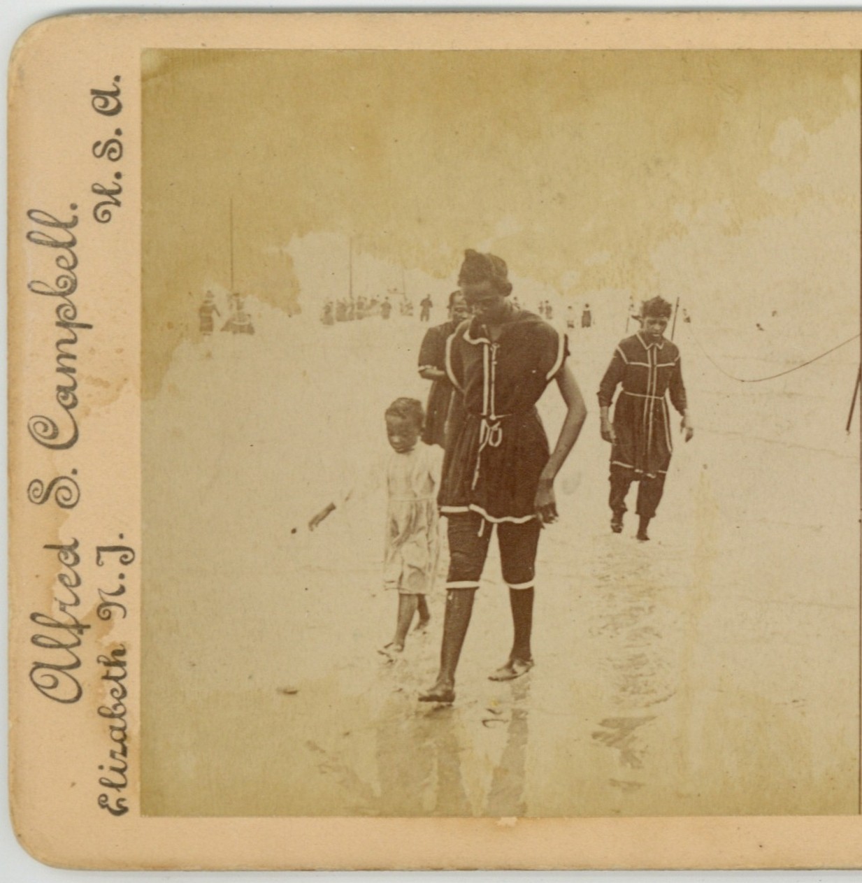 African American Stereoview 1896 Coney Island Beach Outing Photo Fair Exhibition