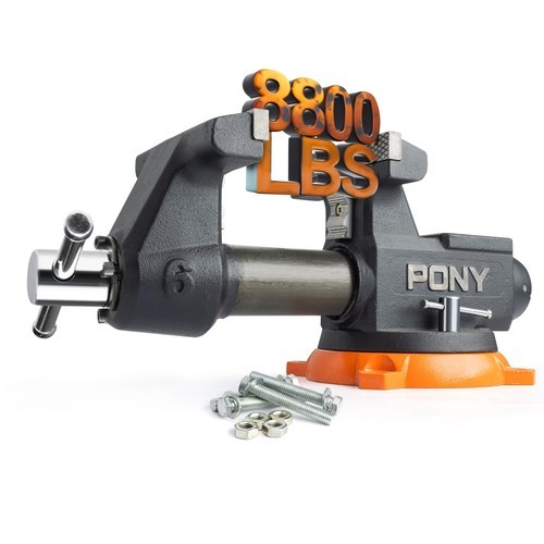 PONY 6Inch Heavy Duty Bench Vise 8800LBS Clamping Force for Woodworking Drilling