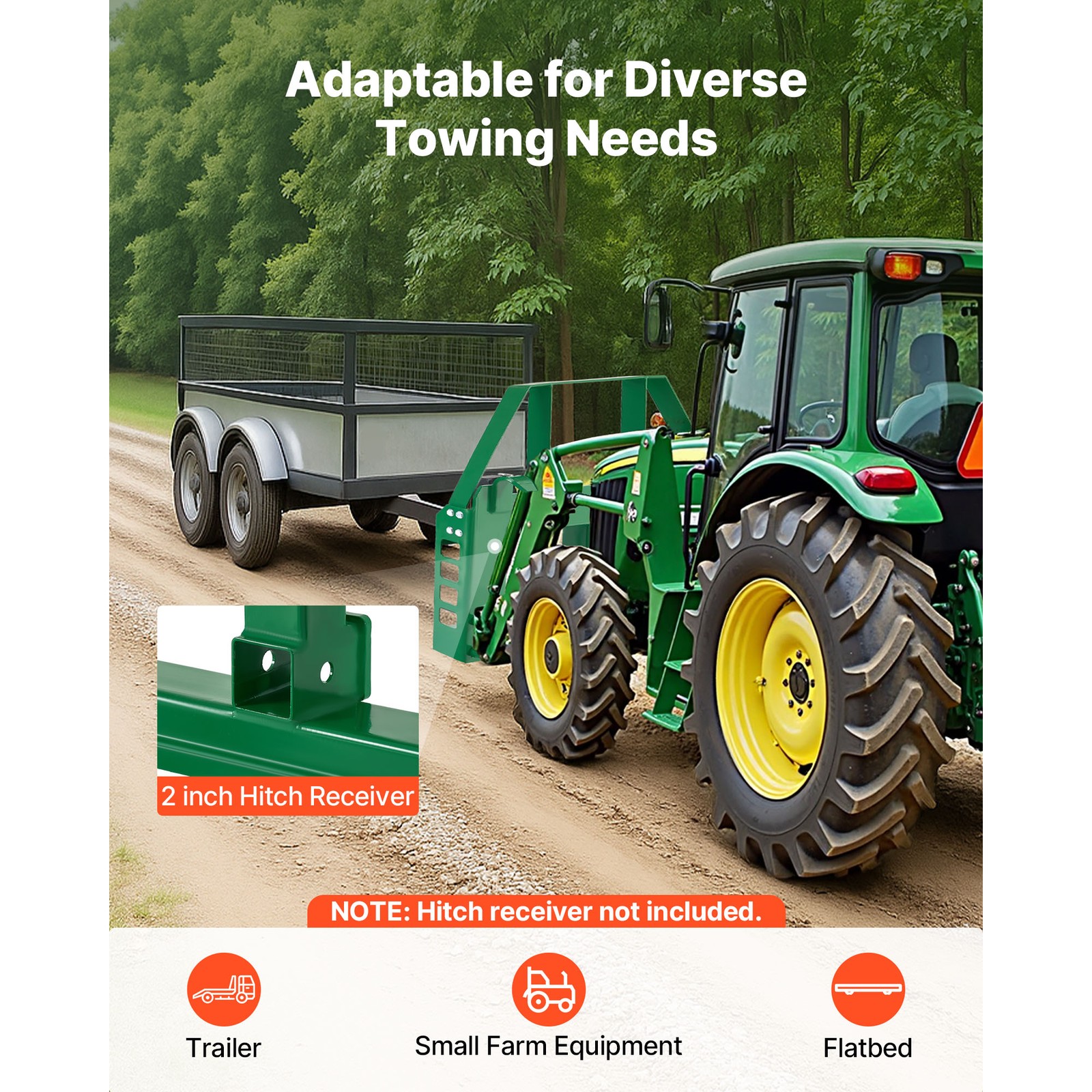 Uimoso Skid Steer Pallet Frame Hitch Receiver & Spear Sleeves for JD Loaders