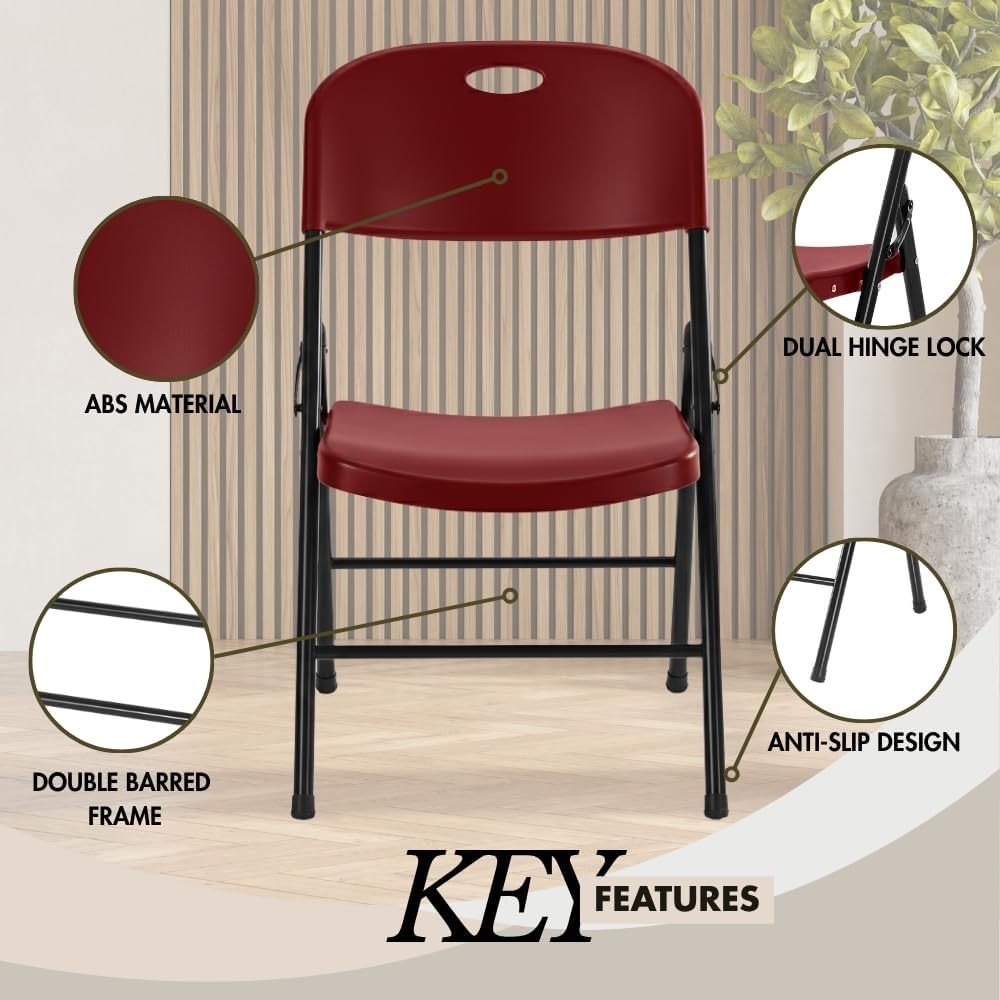 2-Pack Heavy Duty Plastic Folding Chair, 450 lbs Capacity Foldable Chairs