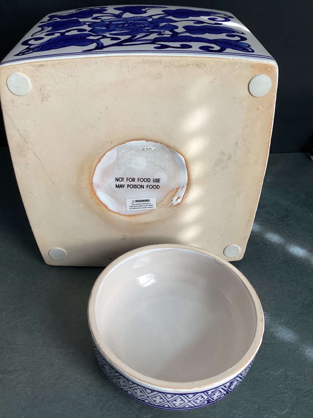 Ginger Jar Blue & White Square Ceramic Vintage