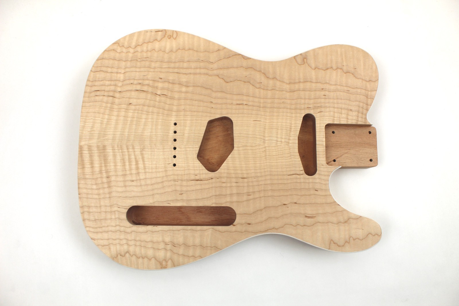 Guitar Body - T-Style - Curly Maple on Mahogany 1 Piece- Fits Fender Telecaster