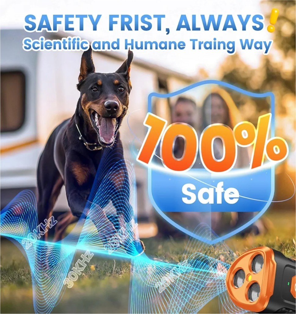 Ultrasonic Anti-Dog Bark Deterrent Device Stop Barking Repeller 4 Mode with LED