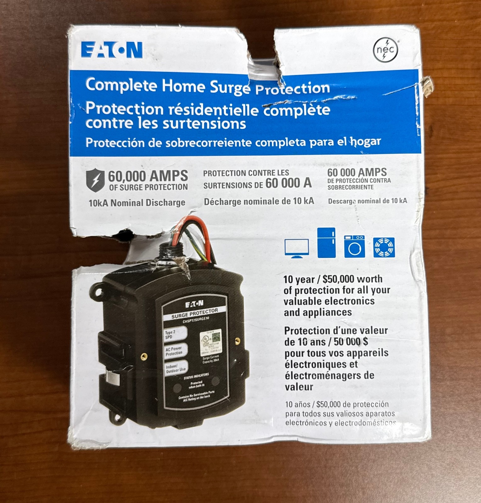 Eaton CHSPT2SURGE10 Complete Home Surge Protection - 60,000 AMPS - OPEN