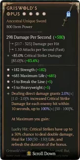 ✴️ DIABLO 4 ✴️😈SEASON 11😈‍‍‍‍‍‍‍‍‍Griswold's Opus 4GA mid roll