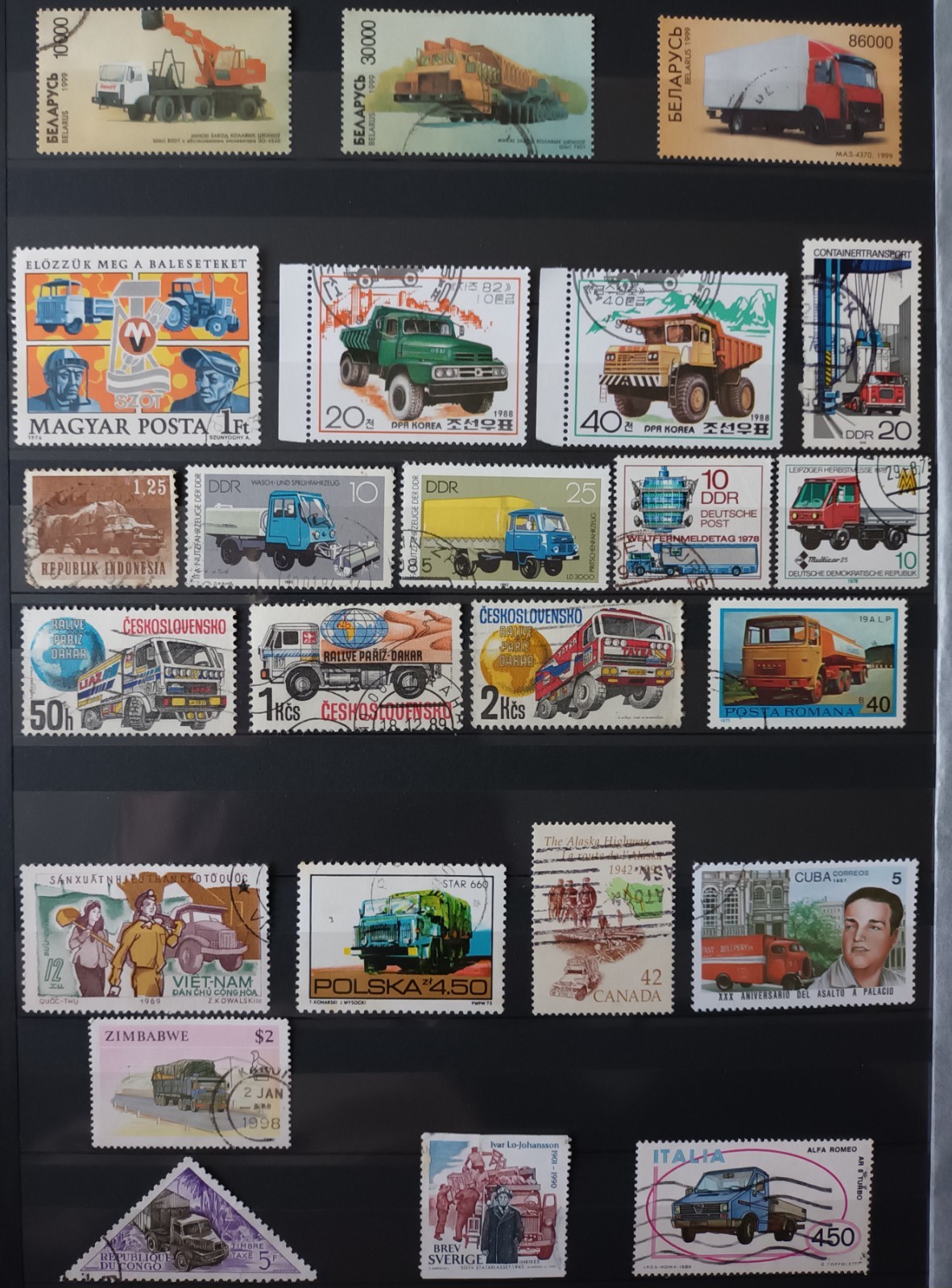 HISTORY OF CAR. COLLECTION TRUCKS. 47 STAMP FROM 16 COUNTRIES. № 87