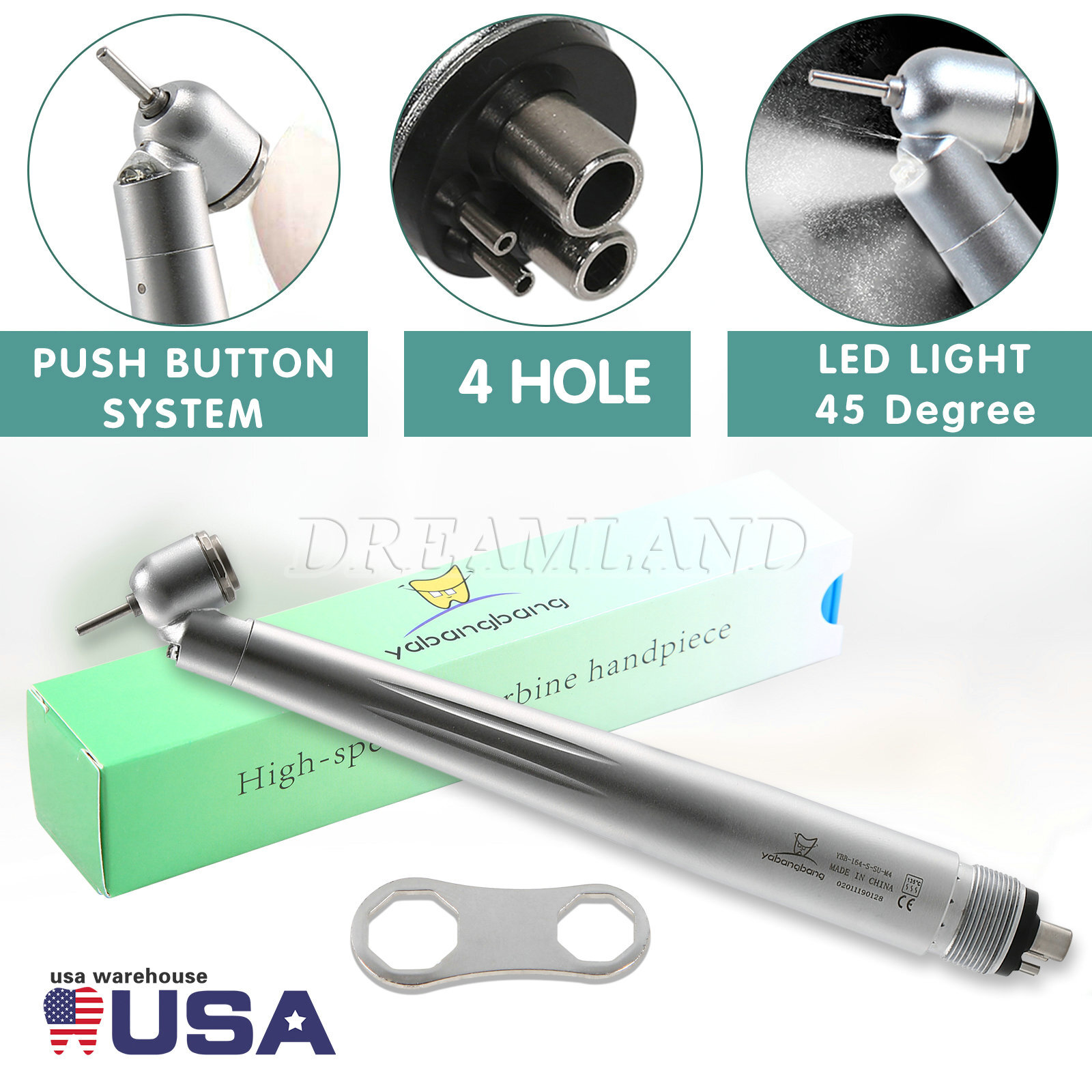 Dental 45 Degree Surgical High Speed Handpiece Led E-generator Push Button 4Hole