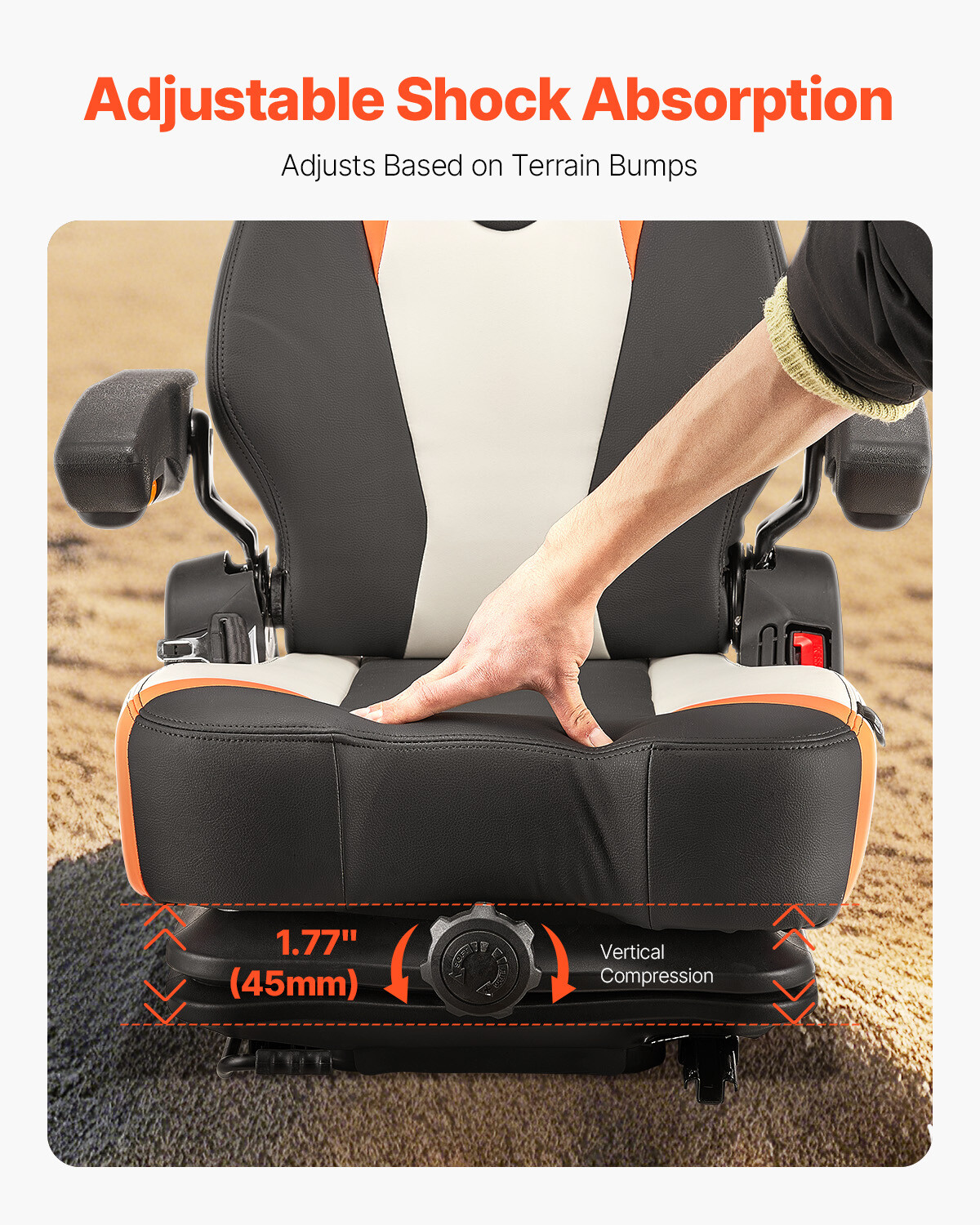 Universal Forklift Seat Tractor Suspension Seat Chair Fold Down Adjustable Back