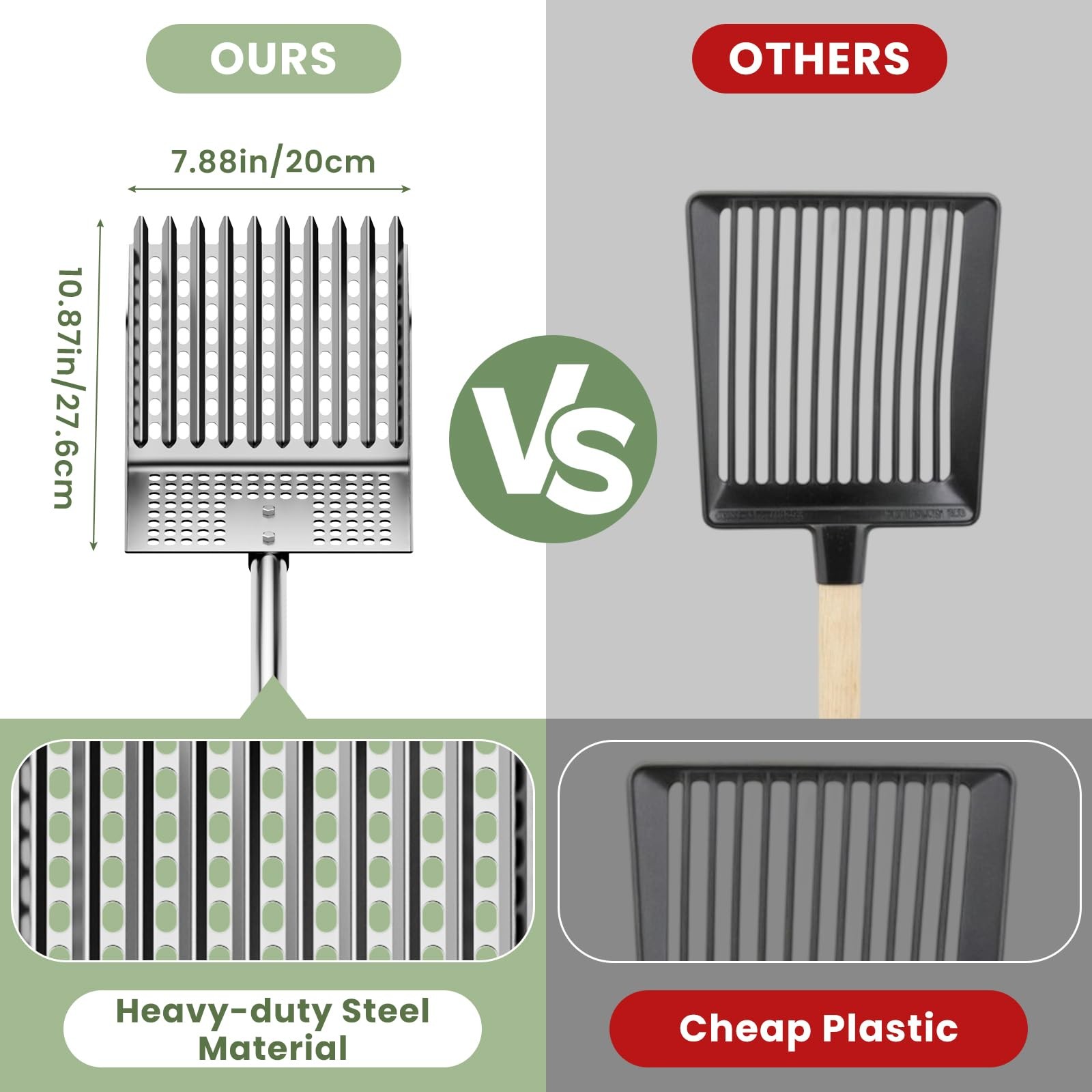 Stainless Steel Chicken Poop Scooper & Rake - Heavy-Duty 2-in-1 Sand Sifter