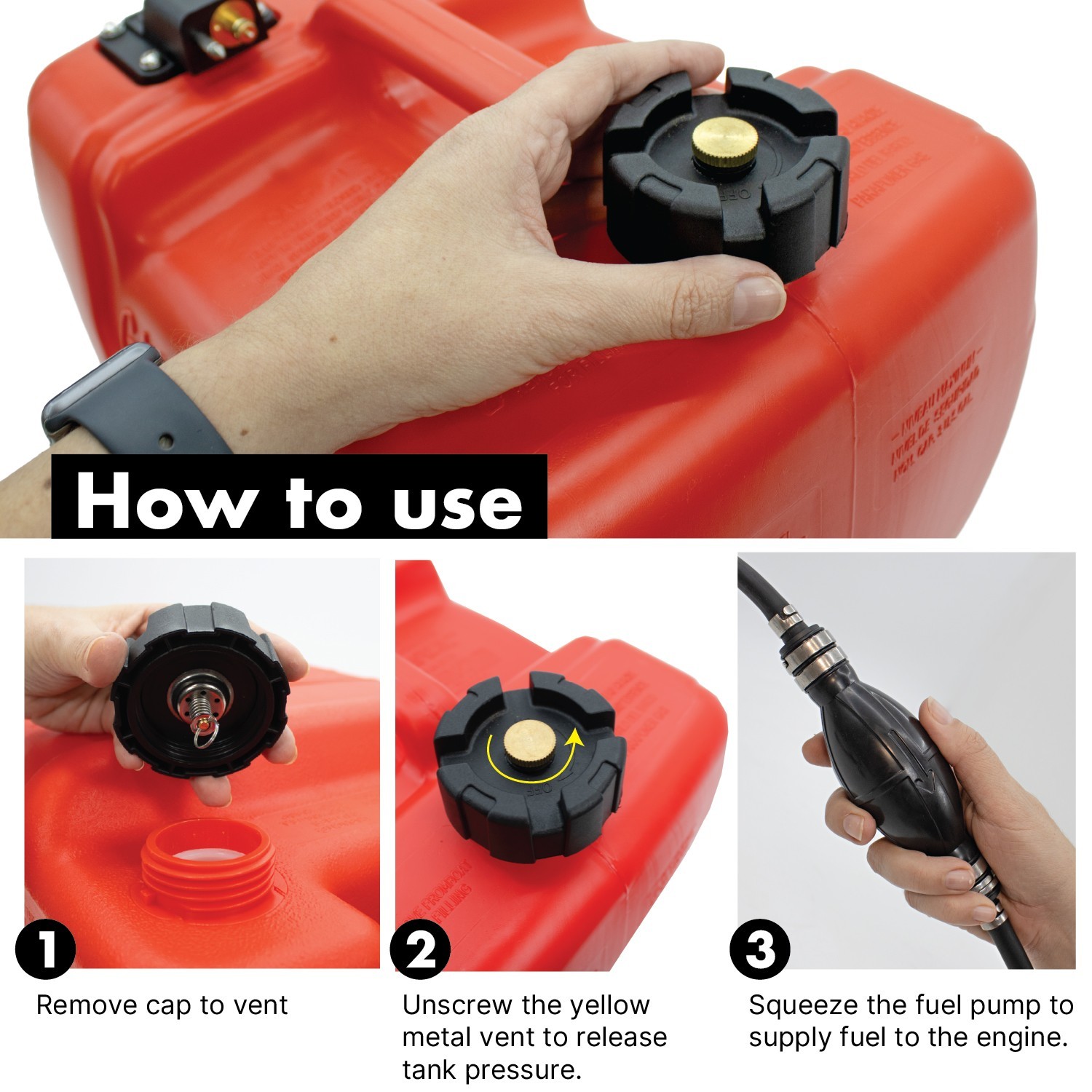Portable 12L Marine Tank W/ Connector Fuel Tank Outboard Boat Motor