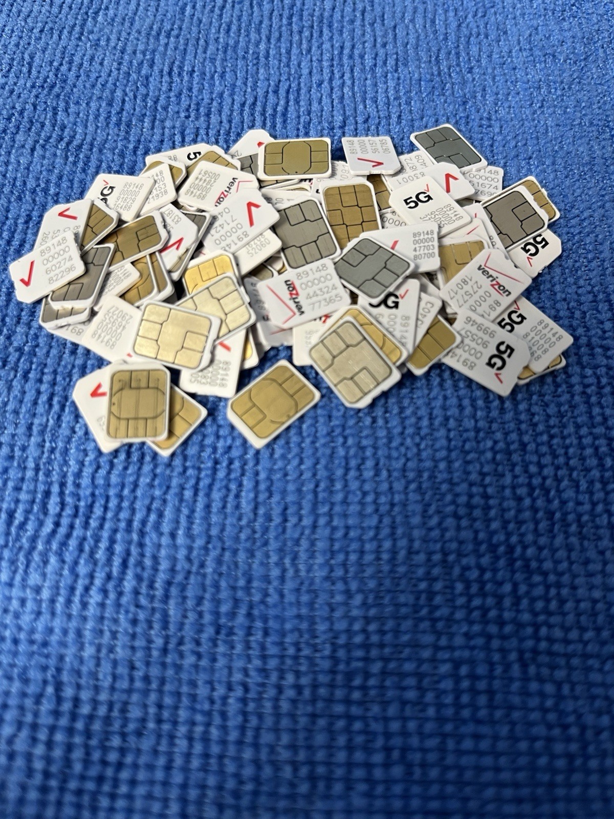 LOT OF 200 Used Nano Size Verizon SIM Cards for Testing/Gold