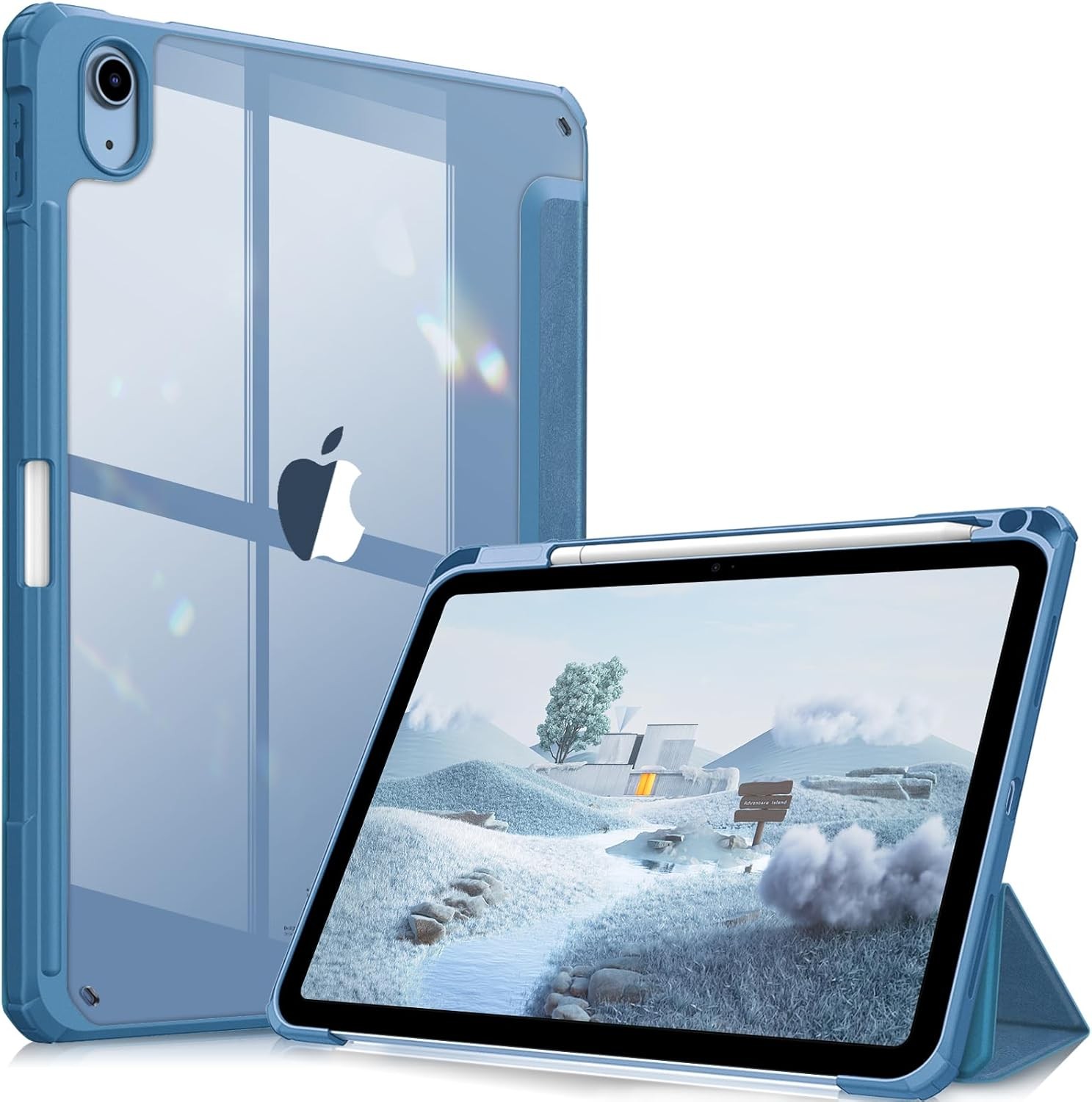 Case for iPad (A16) 11th Gen/iPad 10th Gen Clear Back Shell Smart Stand Cover
