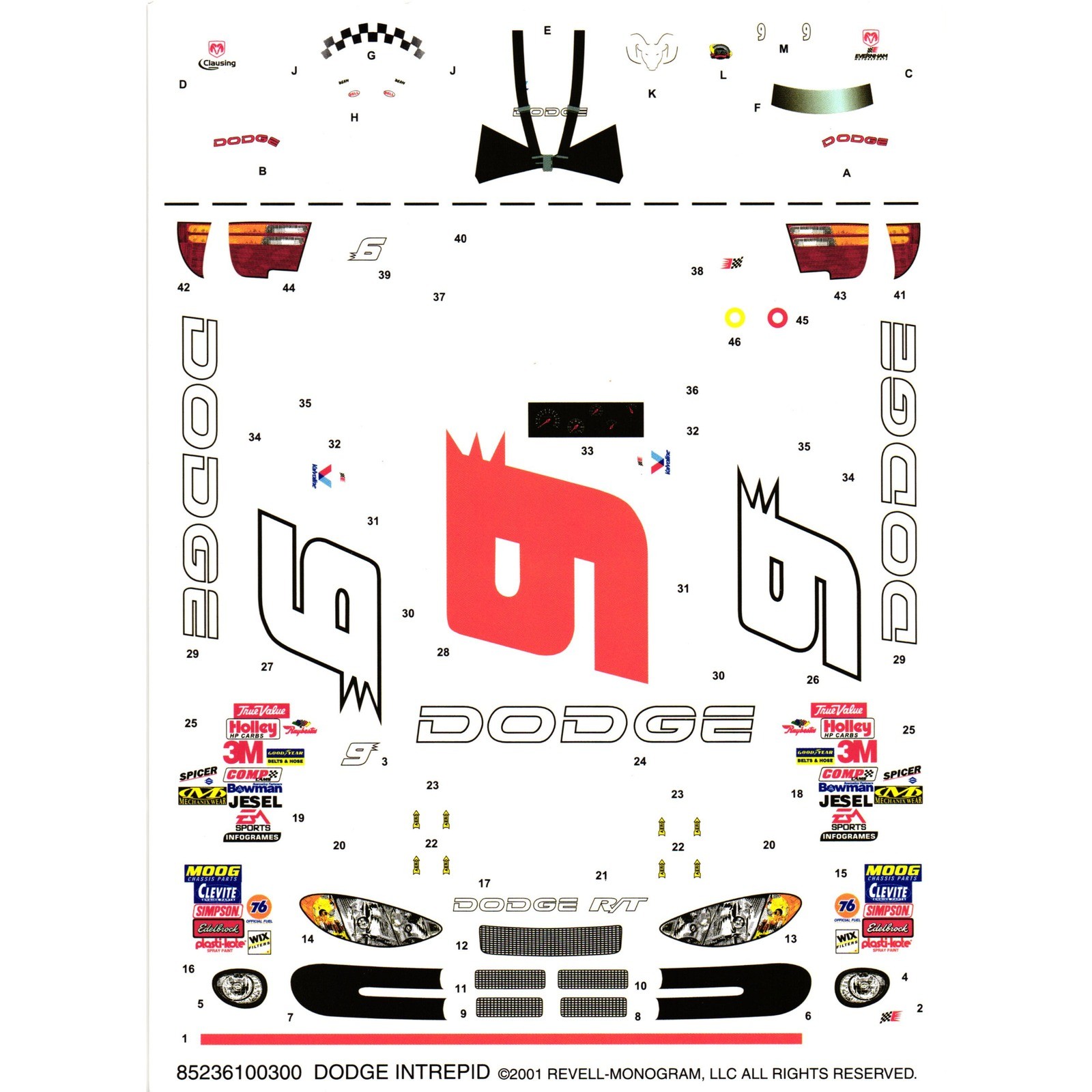 Revell-Monogram Dodge Intrepid #5 NASCAR 1:25 Decals