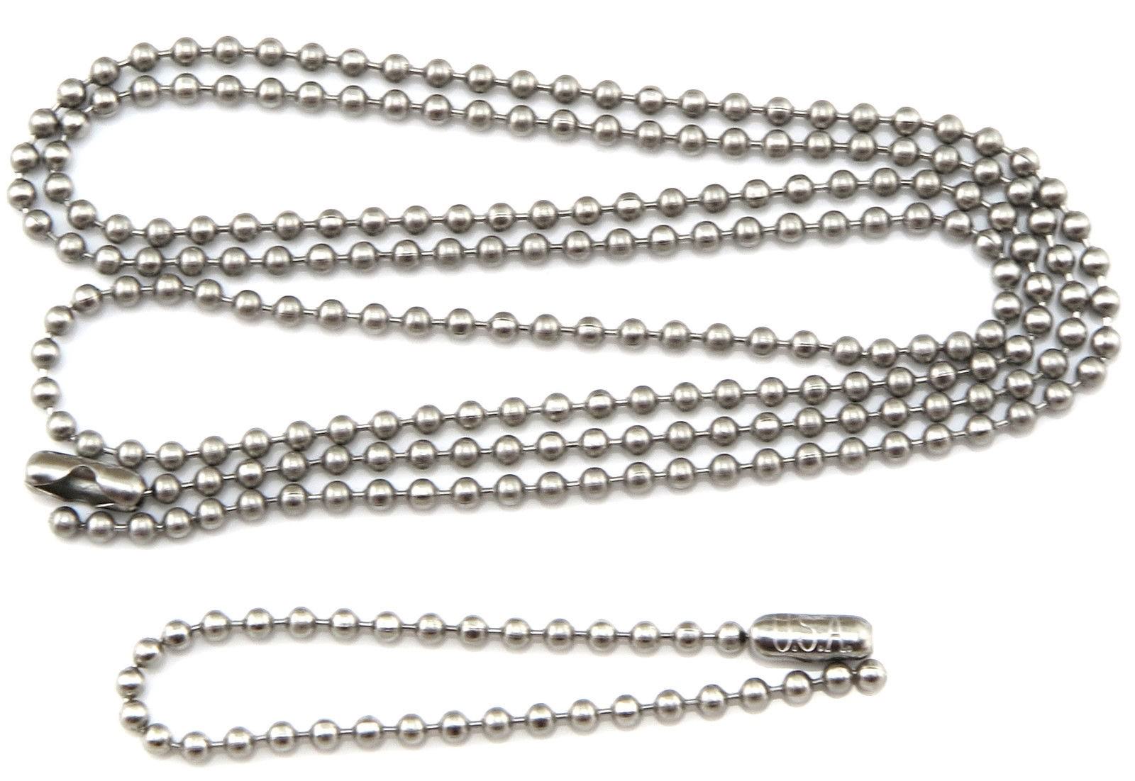 24" & 4" Inch Stainless Steel 2.4 mm Ball Chain Military Dog Tag Necklace Set