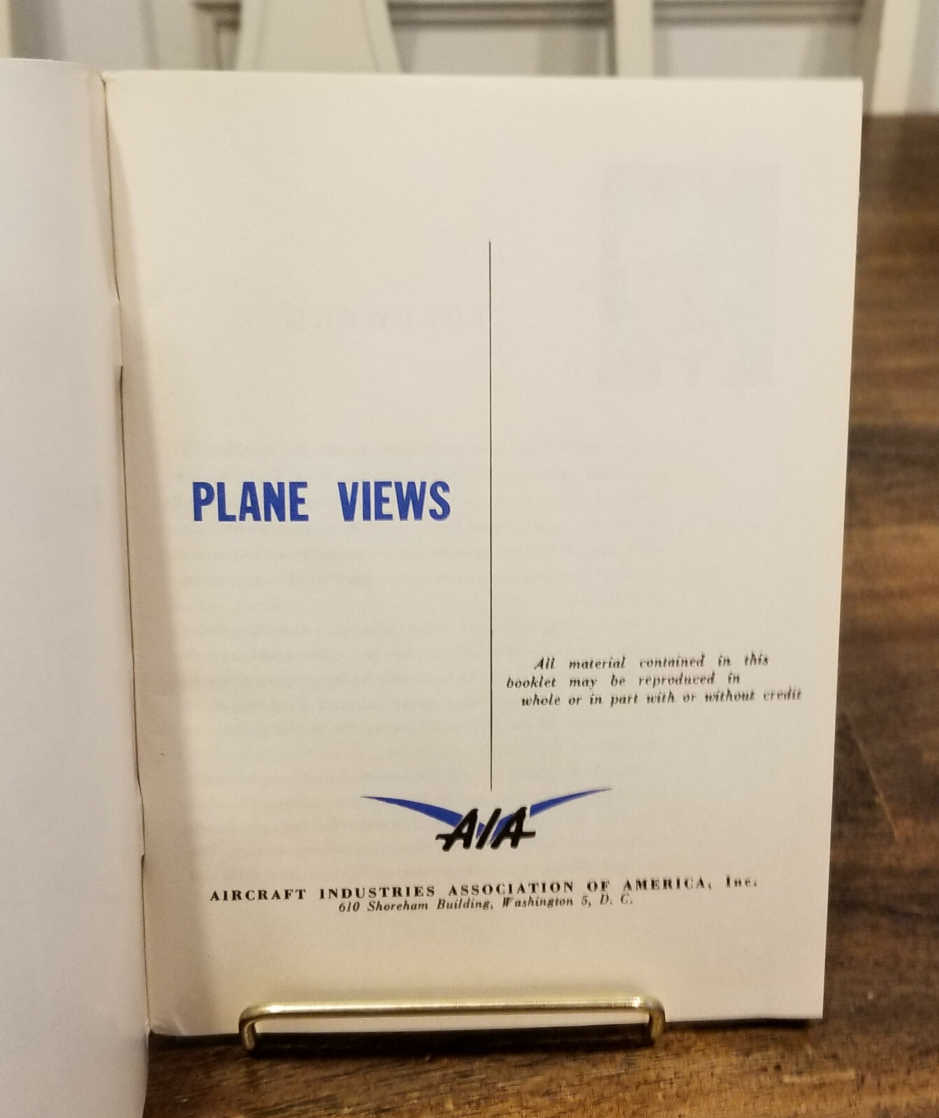 Vintage 1950s Aircraft Industries Association AIA PLANE VIEWS Pamphlet Brochure