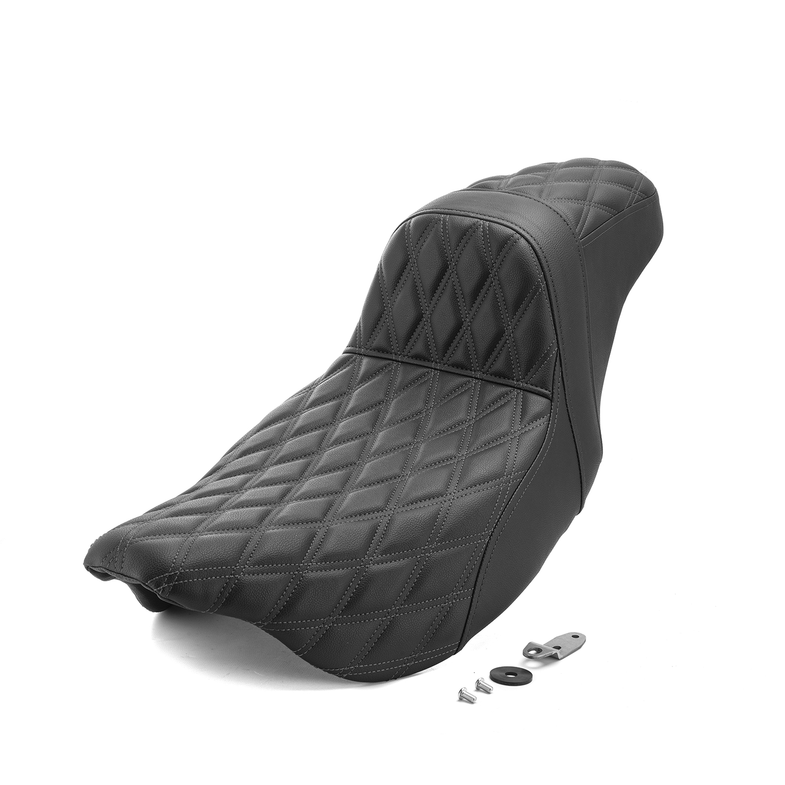 MOFUN Black Double Stitching 2-up Driver Passenger Seat For Harley Touring 08-23