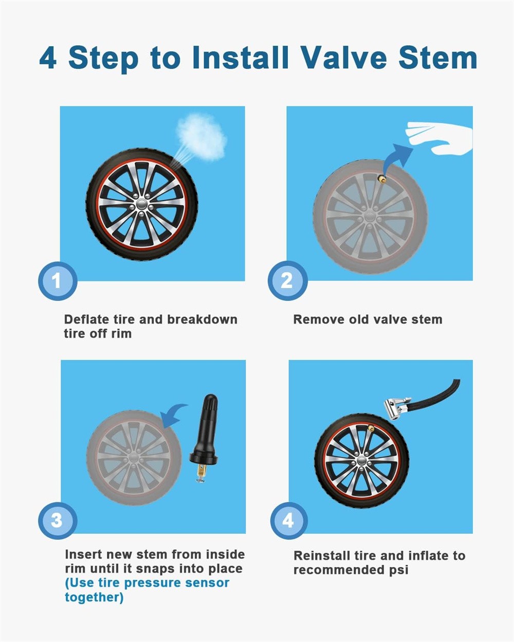 20/100/200/500 TPMS Valve Stem Rubber Rebuild Kit for Tire Pressure Sensor 20008