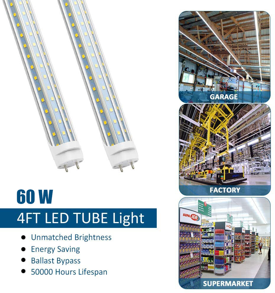 2FT 4FT LED Tube Lights Bulbs T8 G13 9W 22W 28W 60W LED Shop Light Bi Pin Garage