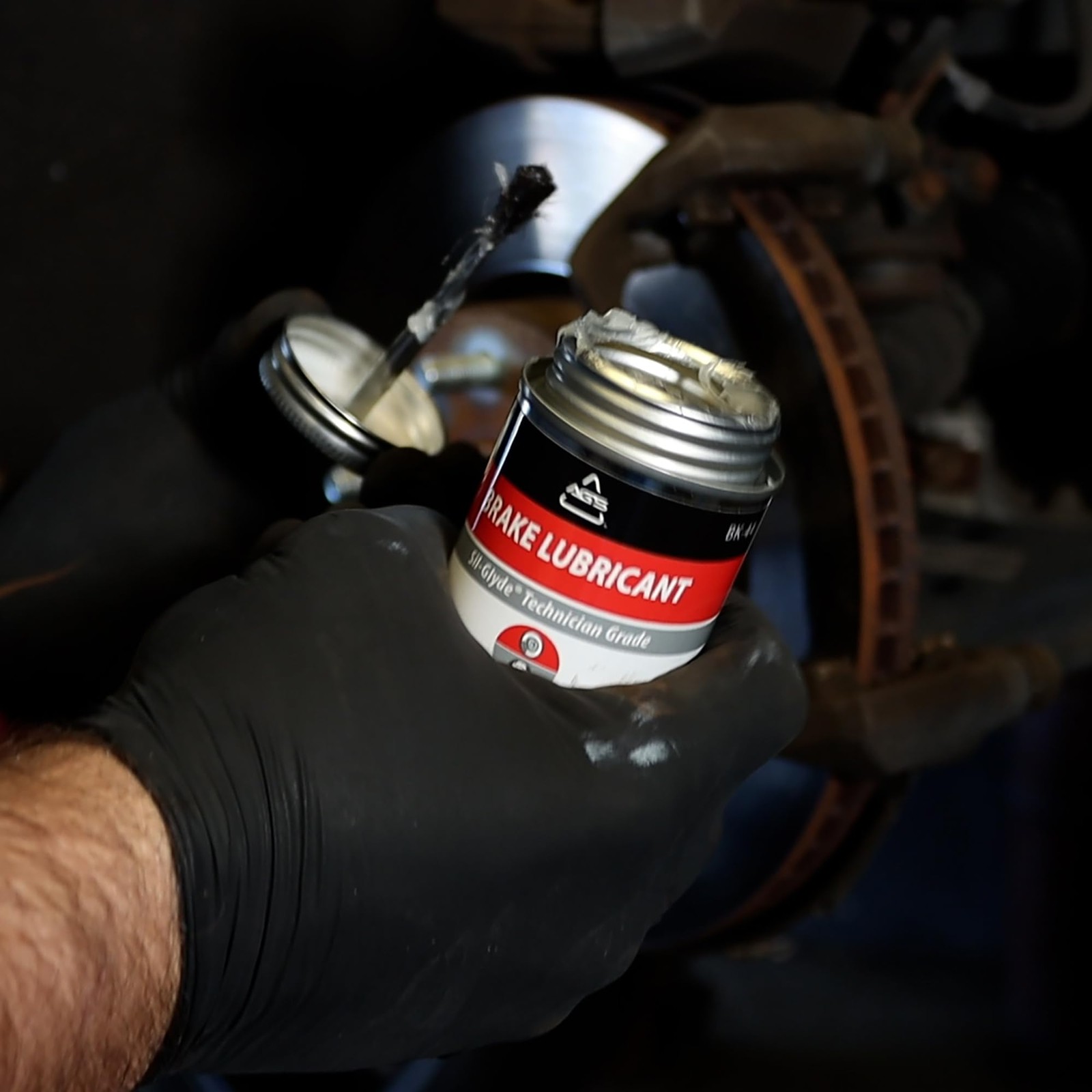 AGS Automotive Solutions 4oz Brush Top SIL-Glyde Silicone Brake Grease -