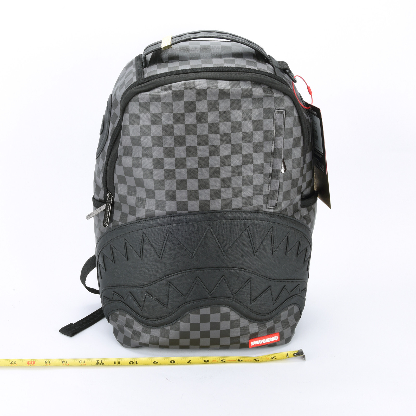 Sprayground Shark Henny Sharks in Paris Leather Backpack Unisex Plaid Black
