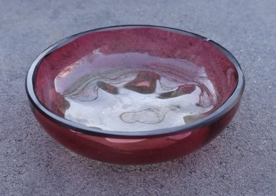 Cranberry Red Glass Open Salt Dip, Cellar, Dish!