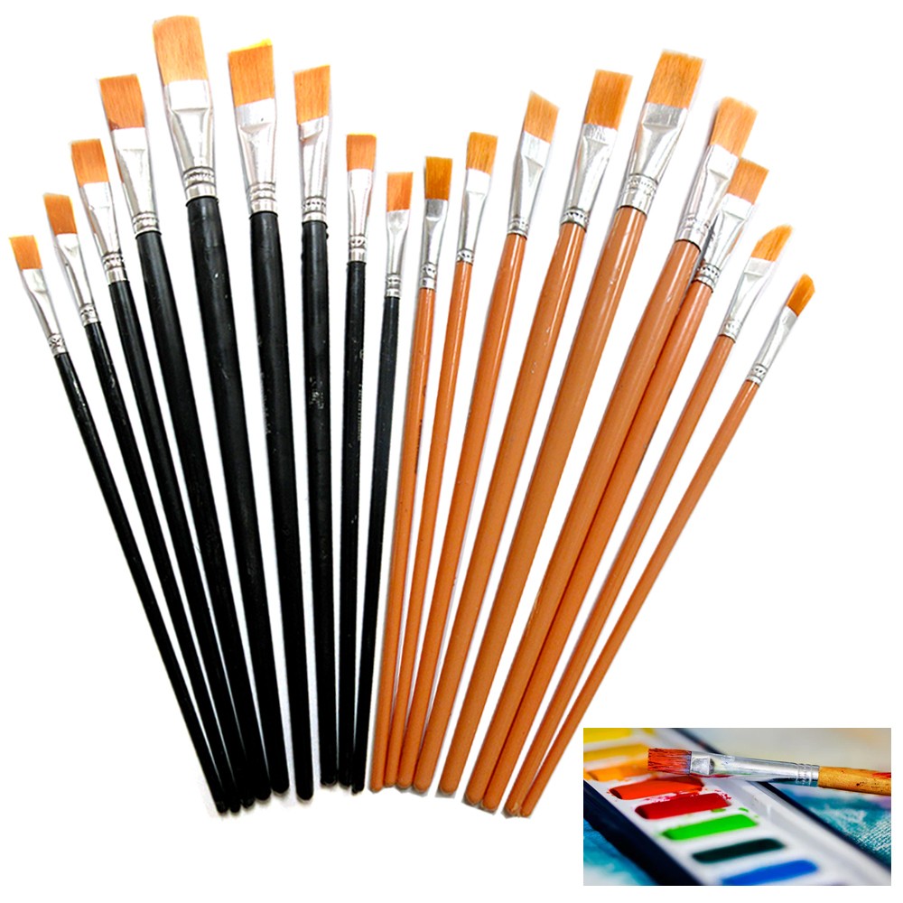 18 Pc Art Paint Brushes Set Nylon Brush Oil Watercolor Artist Painting Painter