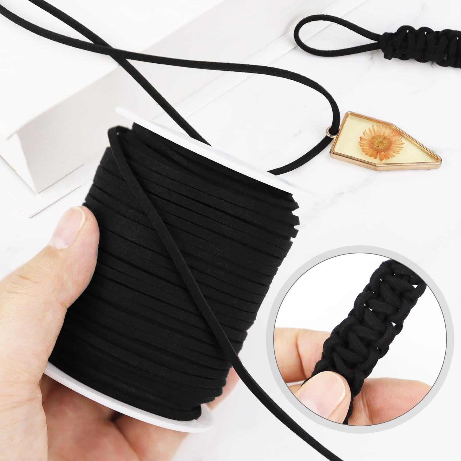 Leather String Suede Cord Cords Rope for Jewelry Making Black