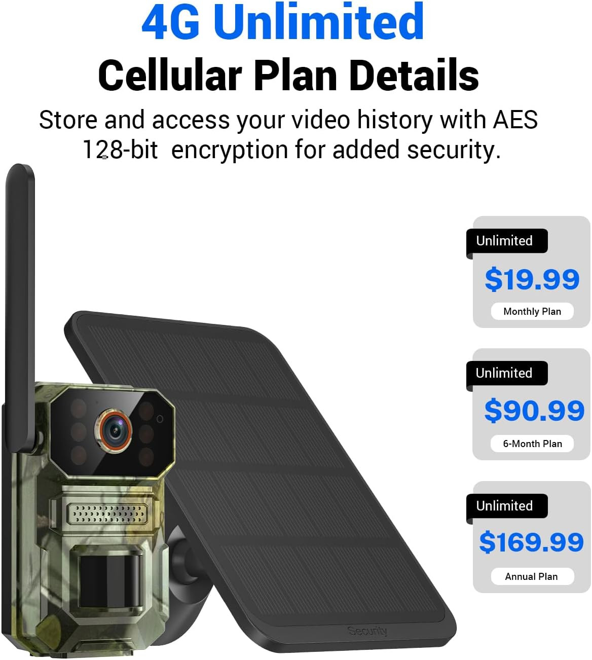 4G LTE Cellular Trail Camera with Solar Panel, 1080P Full HD Game Cameras, Live