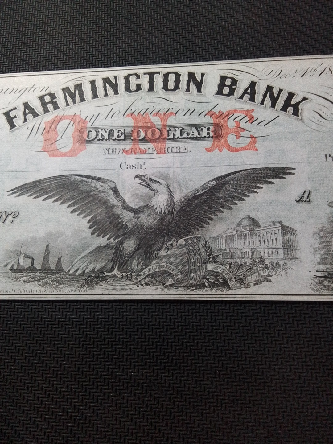 $1 Spread Eagle,Athene Left,From The Farmington Bank, New Hampshire "New"