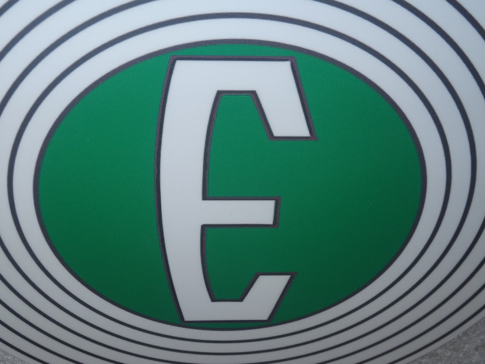 VINTAGE FORD "E" EDSEL 11 3/4" PORCELAIN METAL CAR, TRUCK, GASOLINE & OIL SIGN E